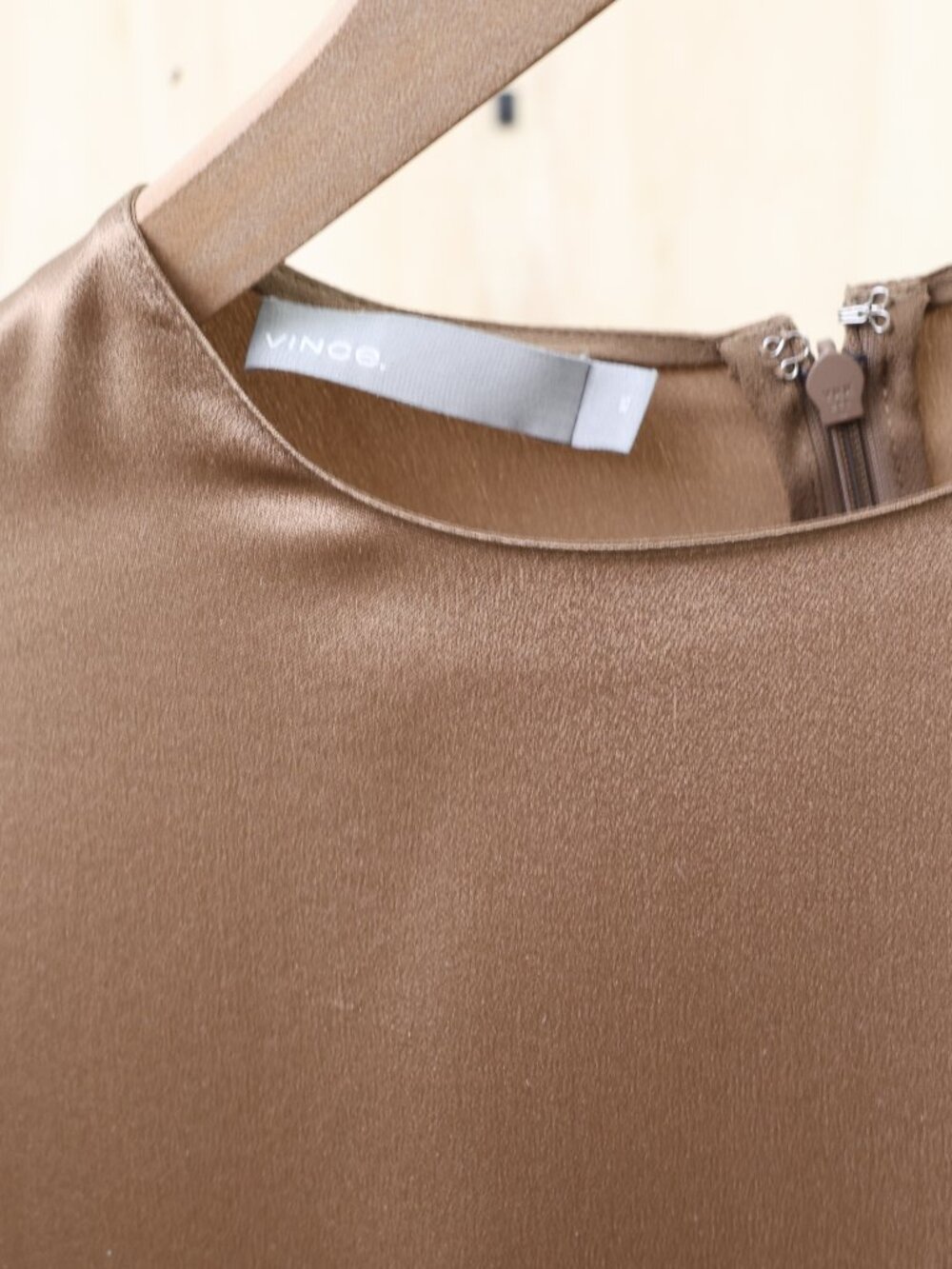 Vince Silk Wide Sleeve Blouse Light Brown XS - Picture 4 of 8
